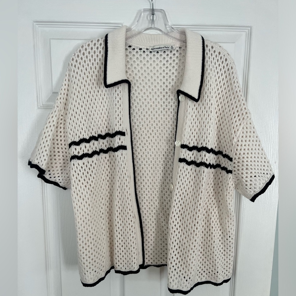 A&F Crochet-Style Button-Up Polo sz. XL